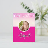 Foto der personalisierten Tochter und Name "Hot Pi Postkarte (Stehend Vorderseite)