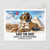 Foto der Pyramide von Kairo Sphinx rette Datum Postkarte (Vorderseite)