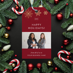 Foto der Red & Gold Snowflakes Business Company Geschenkanhänger