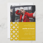 Foto der Retro Chic Geometric Yellow Graduation Pa Einladung (Vorderseite)
