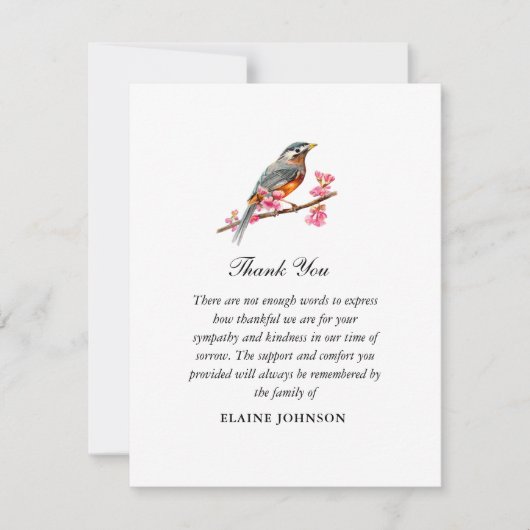 Foto der Robin-Vogelbeerdigung Danke (Vorderseite)