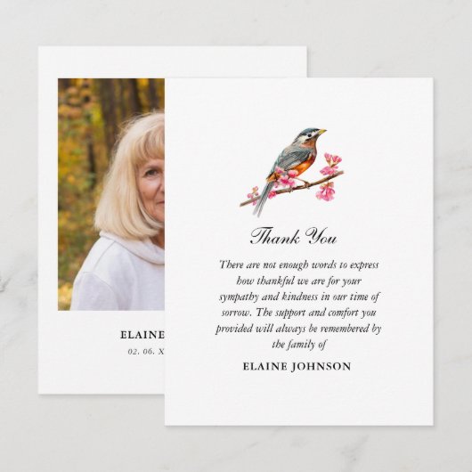 Foto der Robin-Vogelbeerdigung Danke (Vorne/Hinten)