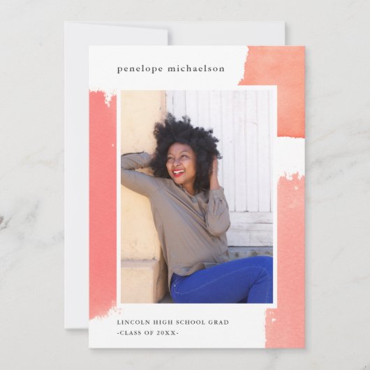 Foto der rosa Aquarellabteilung Einladung (Vorderseite)