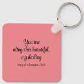 Foto der rosa Blume Lied der Solomon Bibelverse Schlüsselanhänger (Rückseite)