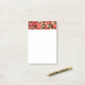 Foto der Roten Juicy Erdbeeren Post-it Klebezettel (Auf Schreibtisch)