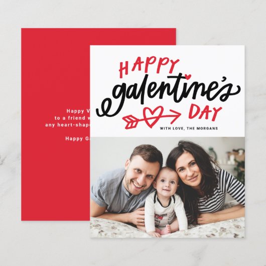 Foto der roten Neukalligrafie - Happy Galentine's  (Vorne/Hinten)