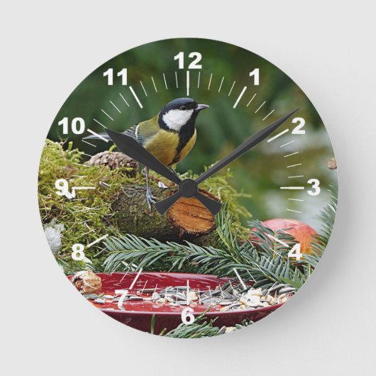 Foto der roten Vogelzucht Runde Wanduhr (Vorderseite)
