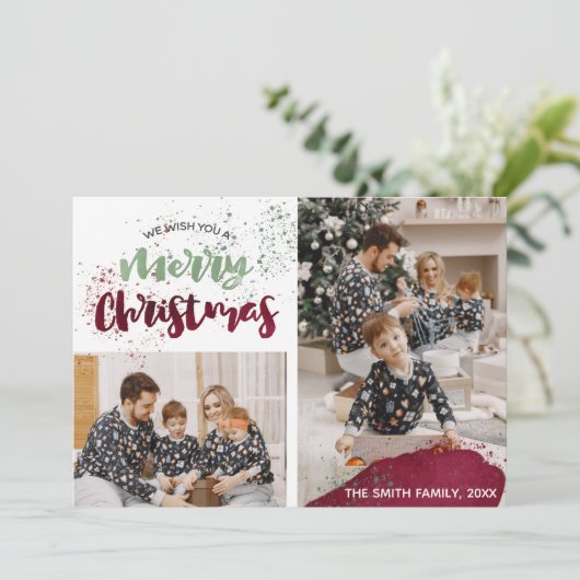 Foto der Rotgrünen Wasserfarbe Frohe Weihnachten (Stehend Vorderseite)