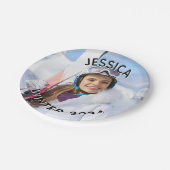 Foto der Schwarzweißtextanzeige Pappteller (Schrägansicht)