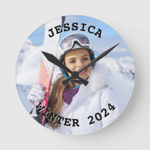 Foto der Schwarzweißtextanzeige Runde Wanduhr