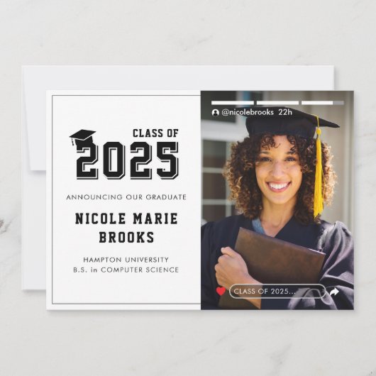 Foto der Social Media-Geschichte White Abschluss Ankündigung (Vorderseite)