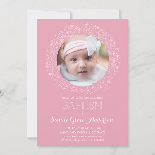 Foto der Taufe, Einladung der Mädchen (Vorderseite)