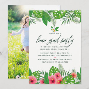Foto der Tropical Watercolor Luau Graduation Party Einladung