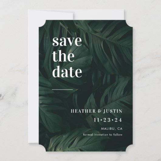 Foto der tropischen Hochzeit in Urlaubsort Save th The Date (Vorderseite)