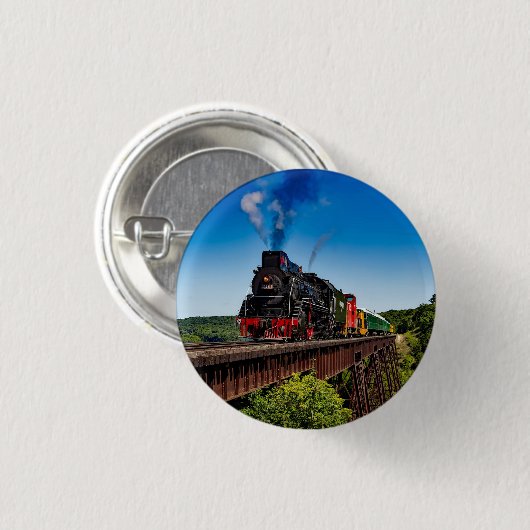 Foto der Vintagen Eisenbahnbrücke Button (Vorne & Hinten)