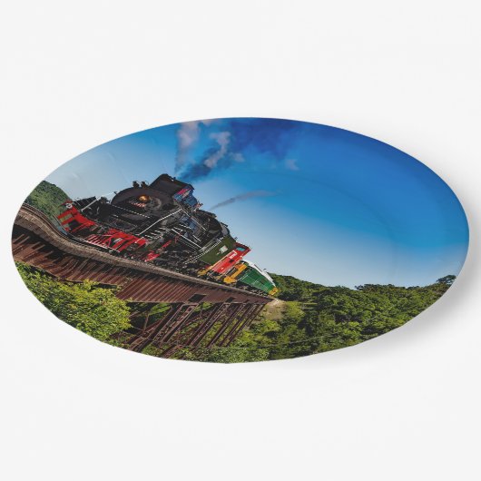 Foto der Vintagen Eisenbahnbrücke Pappteller (Schrägansicht)