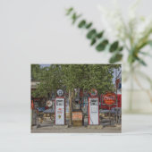 Foto der Vintagen Gasstation Postkarte (Stehend Vorderseite)
