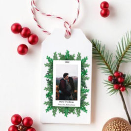 Foto der Weihnachtsbaumzweige Geschenkanhänger