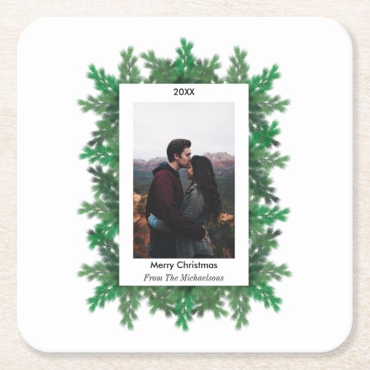 Foto der Weihnachtsbaumzweige Rechteckiger Pappuntersetzer (Vorderseite)