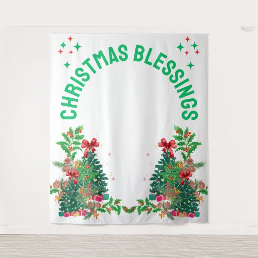 Foto der Weihnachtsfamilie - Hintergrund Wandteppich (Vorderseite)