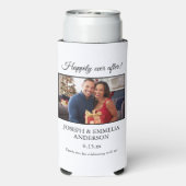 Foto der weißen Gastgeschenk Hochzeit glücklicherw Selters Dosenkühler (Seltzer Rückseite)