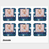 Foto der zweiten Weihnachtsfamilie - Blau Quadratischer Aufkleber (Blatt)