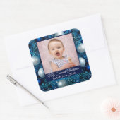 Foto der zweiten Weihnachtsfamilie - Blau Quadratischer Aufkleber (Umschlag)