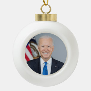 Foto des amerikanischen Präsidenten Joe Biden im W Keramik Kugel-Ornament