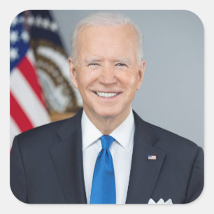 Foto des amerikanischen Präsidenten Joe Biden im W Quadratischer Aufkleber