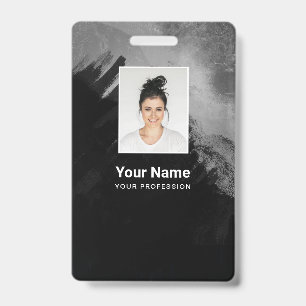 Foto des Angestellten, Bar-Code, Name Ausweis