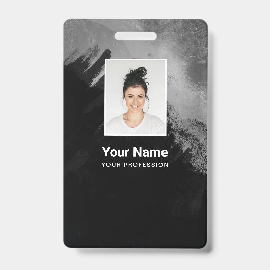 Foto des Angestellten, Bar-Code, Name Ausweis (Vorderseite)