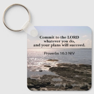 Foto des Atlantischen Ozeans mit Bibelerfolg Schlüsselanhänger