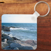 Foto des Atlantischen Ozeans mit Wellenbrechern Schlüsselanhänger (Rückseite)