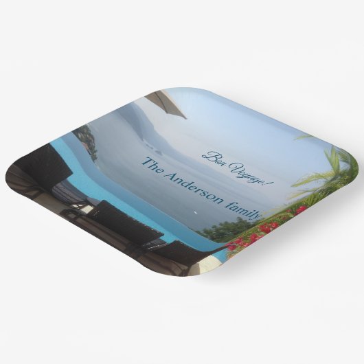 Foto des Badeortes Bon Voyage Party Pappteller (Gewinkelt)