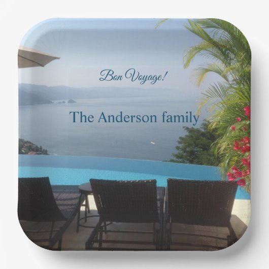 Foto des Badeortes Bon Voyage Party Pappteller (Vorderseite)