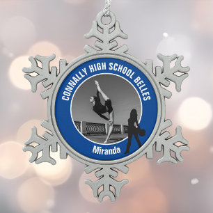 Foto des blauen Drill-Teams einer High-School-Tänz Schneeflocken Zinn-Ornament
