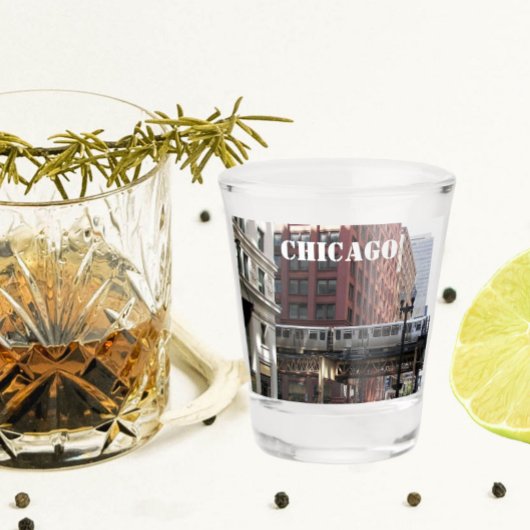 Foto des Chicago Elevated Loop Trains Schnapsglas
