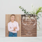 Foto des ersten heiligen Kommunion Rustic String L Dankeskarte (Stehend Vorderseite)