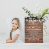 Foto des ersten heiligen Kommunion Rustic String L Dankeskarte (Stehend Vorderseite)