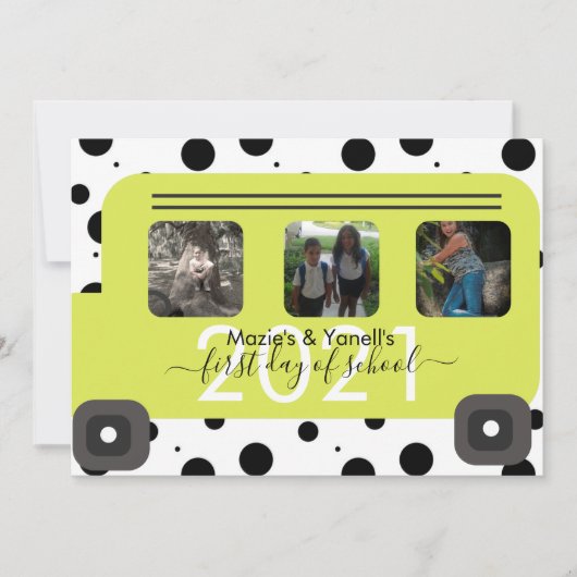 Foto des ersten Tages des Schulbusfensters Einladung (Vorderseite)