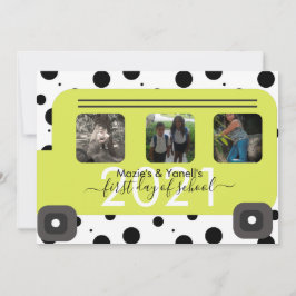 Foto des ersten Tages des Schulbusfensters Einladung