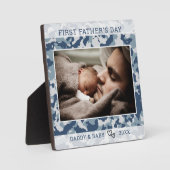 Foto des ersten Vaters Blaue Camouflage Fotoplatte (Vorderseite)