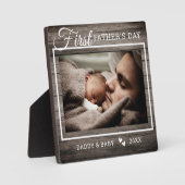 Foto des ersten Vaters Rustikales dunkles Holz Fotoplatte (Vorderseite)