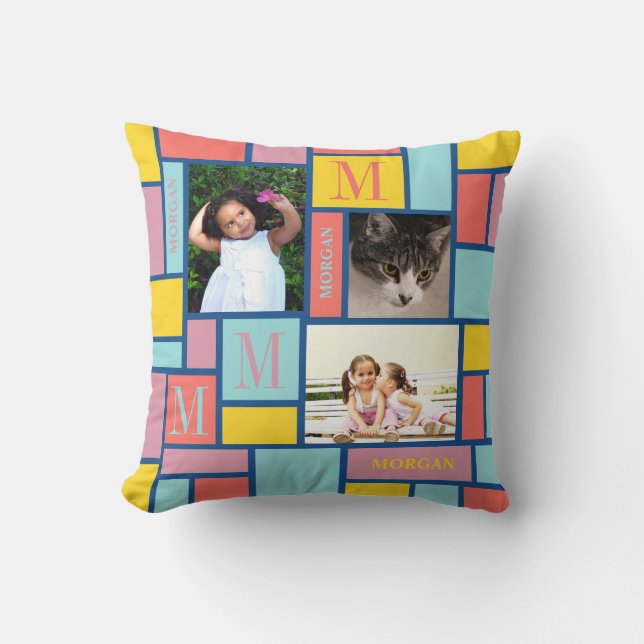 Foto des Farbblock-tropisches Seemodernes Chic-3 Kissen (Vorderseite)