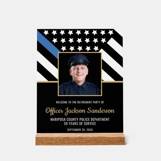 Foto des Flaggenfotos der Blue Line von Police Ret Acrylschild (Vorderseite)