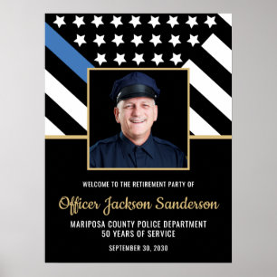 Foto des Flaggenfotos der Blue Line von Police Ret Poster