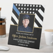 Foto des Flaggenfotos der Blue Line von Police Ret Sockelschild (In Situ)