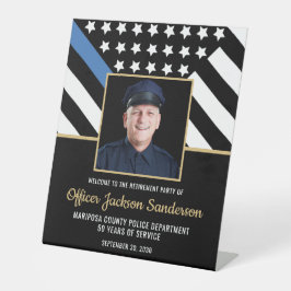 Foto des Flaggenfotos der Blue Line von Police Ret Sockelschild