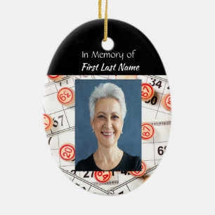 Foto des Gedächtnisses Gebet Bingo Spiel halten Keramik Ornament