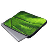 Foto des grünen Blattes Laptopschutzhülle (Vorne Knopf)